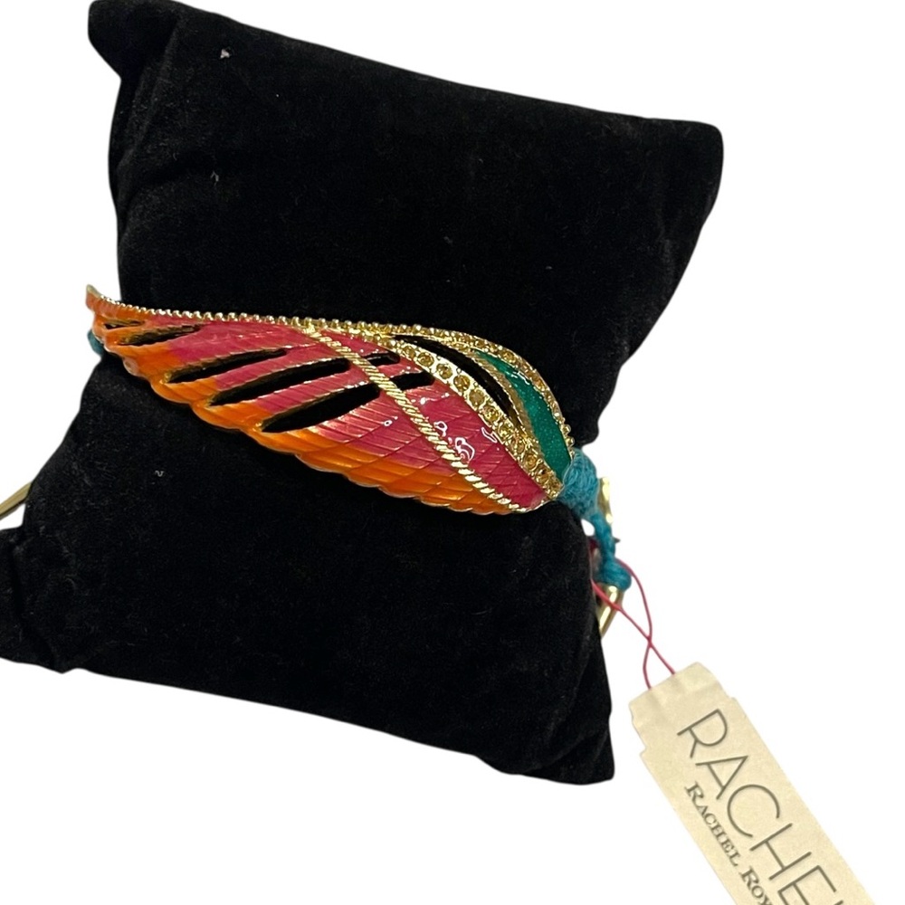 Rachel Roy Multi Colored Gold Wing Teal Adjustable Braided Cuff Bracelet -NWT
